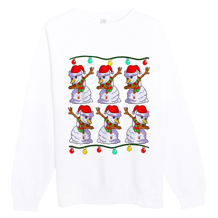 Festive Dabbing Snowman Holiday Decor Premium Crewneck Sweatshirt