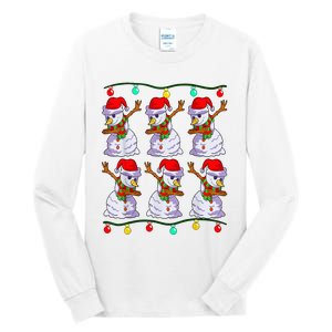 Festive Dabbing Snowman Holiday Decor Tall Long Sleeve T-Shirt