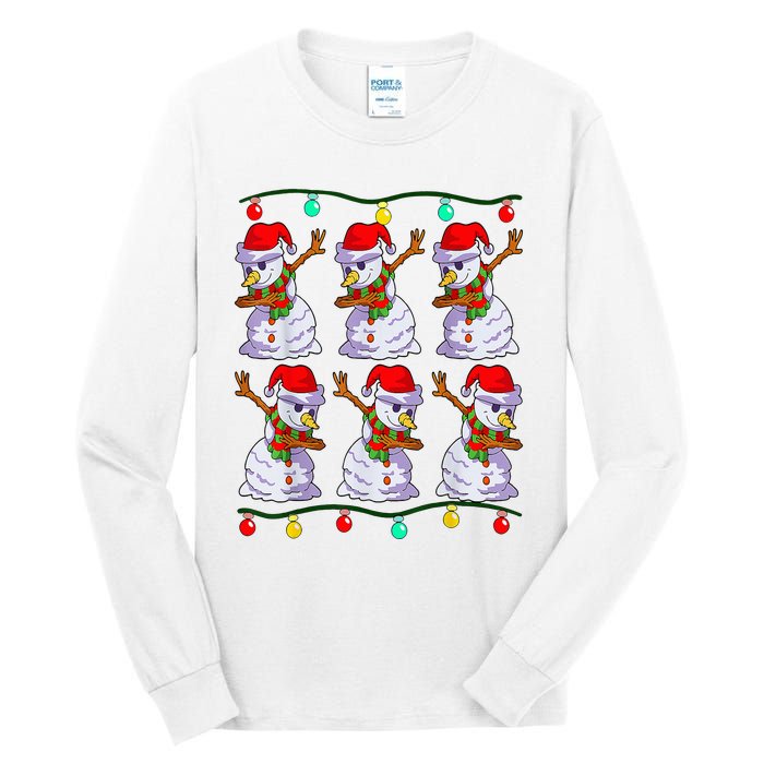 Festive Dabbing Snowman Holiday Decor Tall Long Sleeve T-Shirt