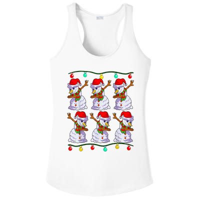 Festive Dabbing Snowman Holiday Decor Ladies PosiCharge Competitor Racerback Tank