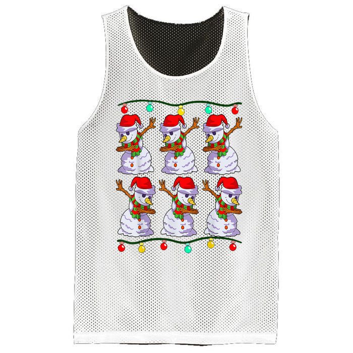 Festive Dabbing Snowman Holiday Decor Mesh Reversible Basketball Jersey Tank