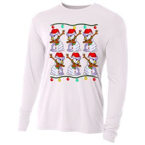 Festive Dabbing Snowman Holiday Decor Cooling Performance Long Sleeve Crew