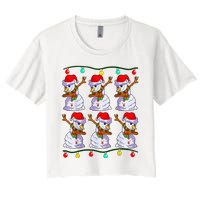 Festive Dabbing Snowman Holiday Decor Women's Crop Top Tee