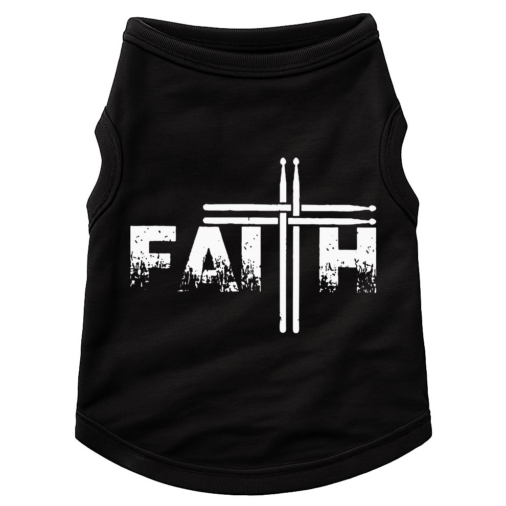 Faith Drum Stick Cross Christian God Jesus Fun Drummer Doggie Tank