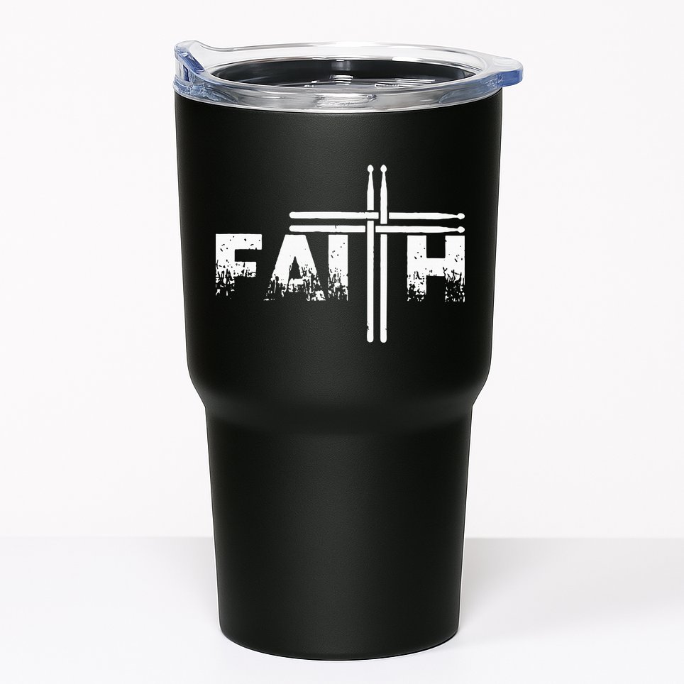 Faith Drum Stick Cross Christian God Jesus Fun Drummer Tumbler