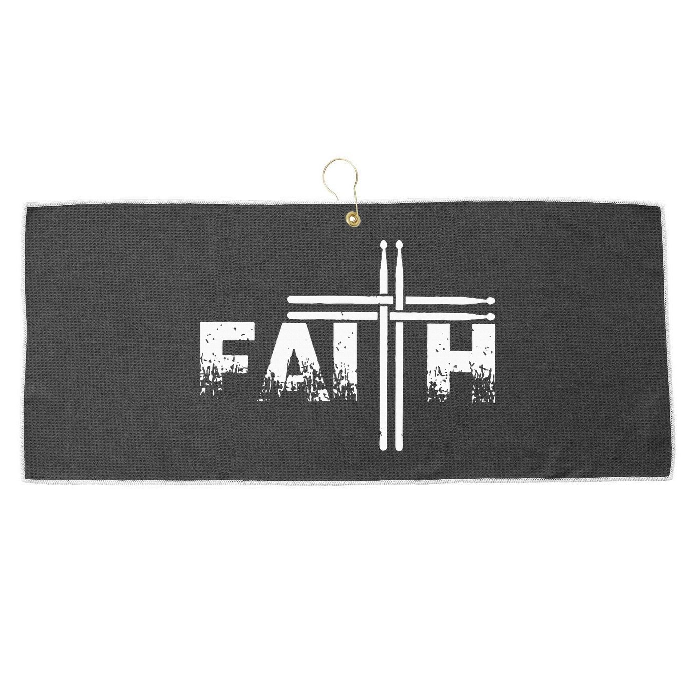 Faith Drum Stick Cross Christian God Jesus Fun Drummer Large Microfiber Waffle Golf Towel