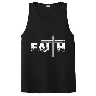 Faith Drum Stick Cross Christian God Jesus Fun Drummer PosiCharge Competitor Tank