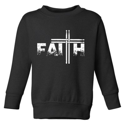 Faith Drum Stick Cross Christian God Jesus Fun Drummer Toddler Sweatshirt
