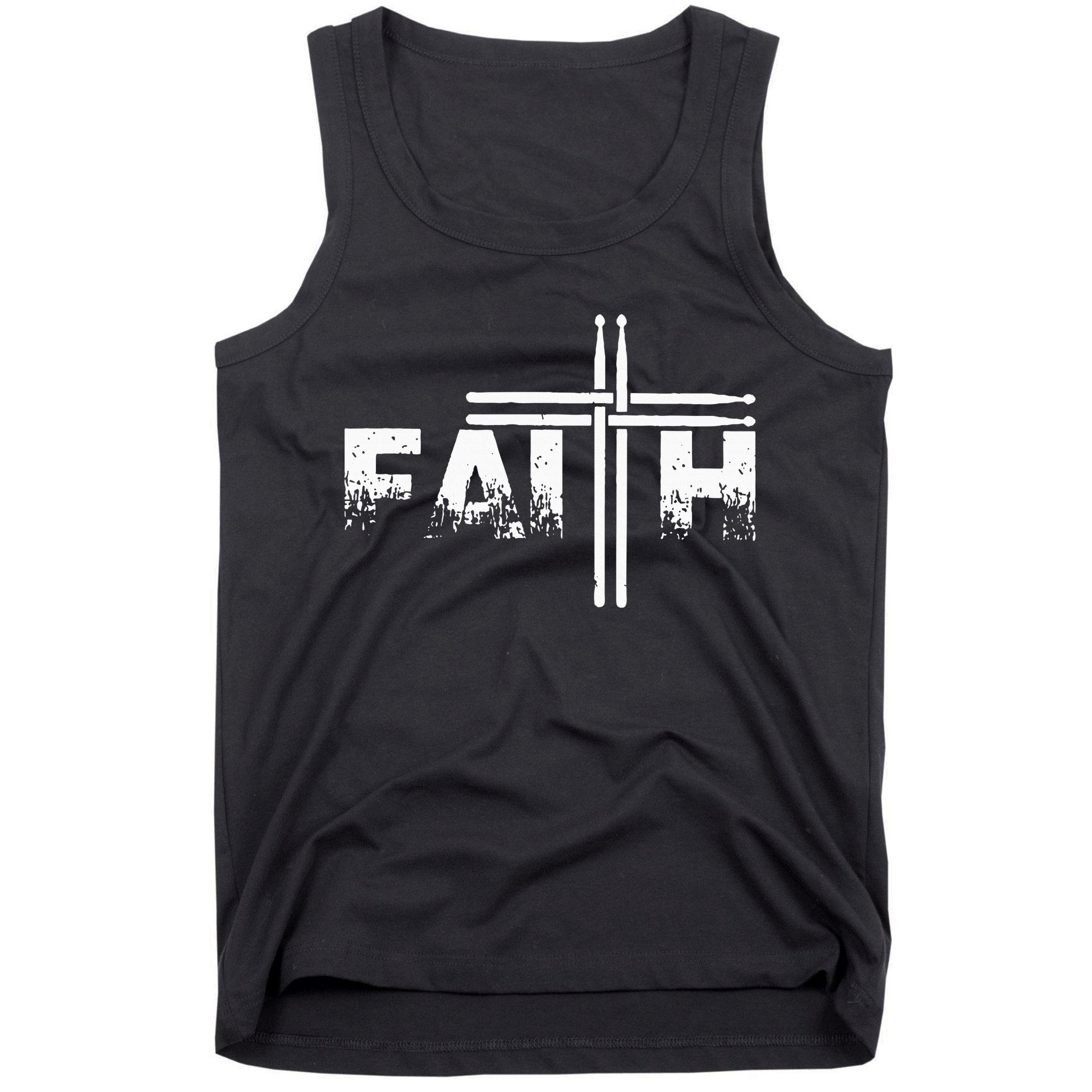 Faith Drum Stick Cross Christian God Jesus Fun Drummer Tank Top