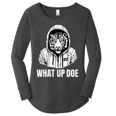 Funny Detroit Slang What Up Doe 313 Women's Perfect Tri Tunic Long Sleeve Shirt