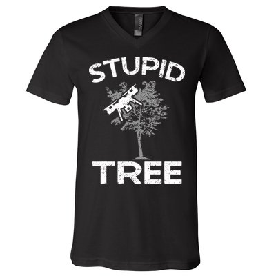 Funny Drones Stupid Tree Rc Drone Pilot Quadcopter Fpv V-Neck T-Shirt