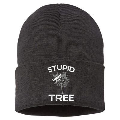 Funny Drones Stupid Tree Rc Drone Pilot Quadcopter Fpv Sustainable Knit Beanie