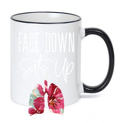 Face Down Sats Up Respiratory Therapy Floral Lung Health Rt Gift 11oz Black Color Changing Mug