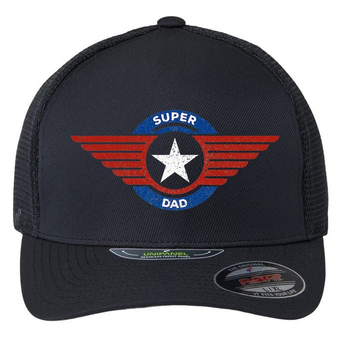 Father's Day Super Hero Dad Father and Protector Flexfit Unipanel Trucker Cap