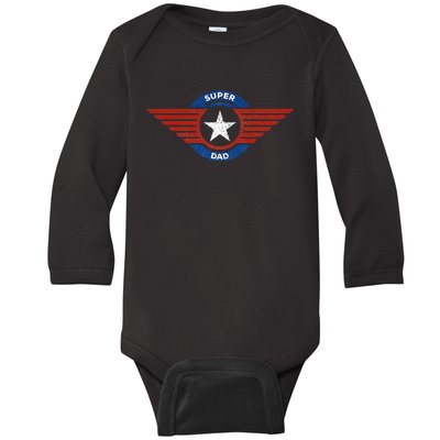 Father's Day Super Hero Dad Father and Protector Baby Long Sleeve Bodysuit