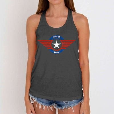 Father's Day Super Hero Dad Father and Protector Women's Knotted Racerback Tank