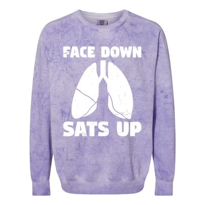 Face Down Sats Up Asthma Gift Colorblast Crewneck Sweatshirt