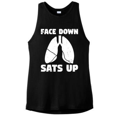 Face Down Sats Up Asthma Gift Ladies PosiCharge Tri-Blend Wicking Tank