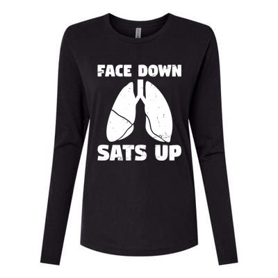 Face Down Sats Up Asthma Gift Womens Cotton Relaxed Long Sleeve T-Shirt