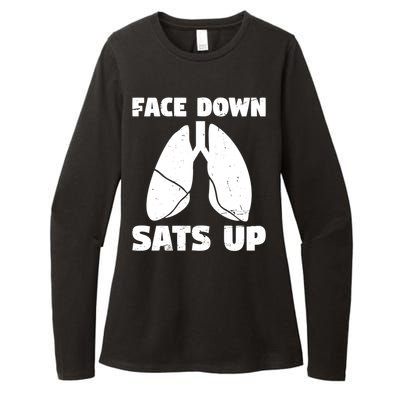 Face Down Sats Up Asthma Gift Womens CVC Long Sleeve Shirt