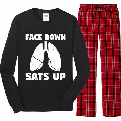 Face Down Sats Up Asthma Gift Long Sleeve Pajama Set