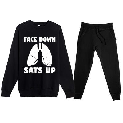 Face Down Sats Up Asthma Gift Premium Crewneck Sweatsuit Set