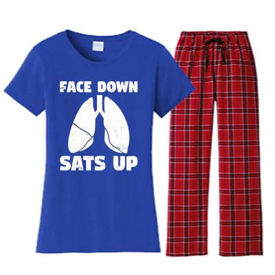 Face Down Sats Up Asthma Gift Women's Flannel Pajama Set