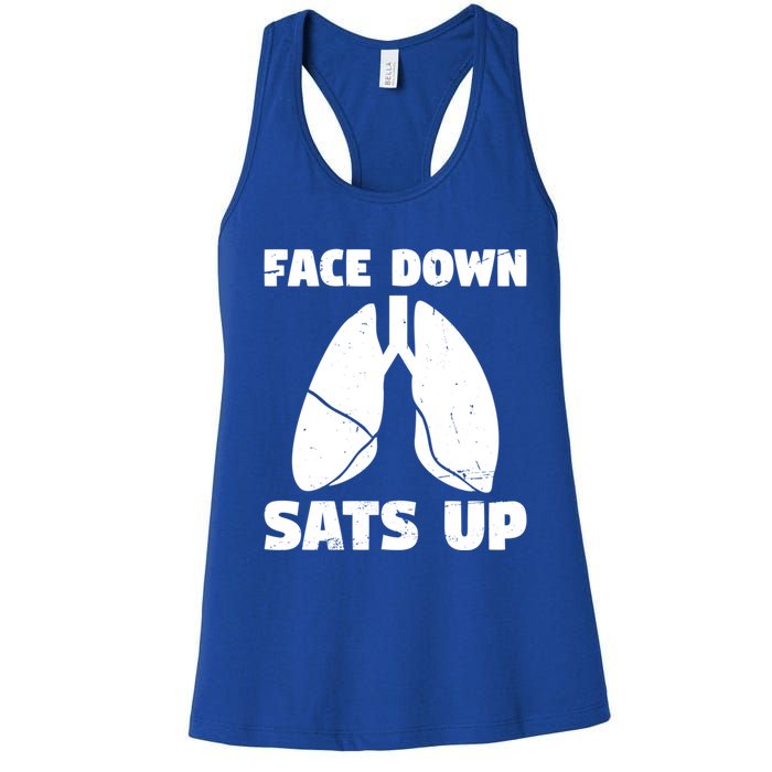 Face Down Sats Up Asthma Gift Women's Racerback Tank