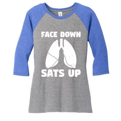 Face Down Sats Up Asthma Gift Women's Tri-Blend 3/4-Sleeve Raglan Shirt