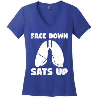 Face Down Sats Up Asthma Gift Women's V-Neck T-Shirt