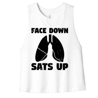 Face Down Sats Up Asthma Gift Women's Racerback Cropped Tank