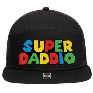 Fathers Day Super Daddio 7 Panel Mesh Trucker Snapback Hat