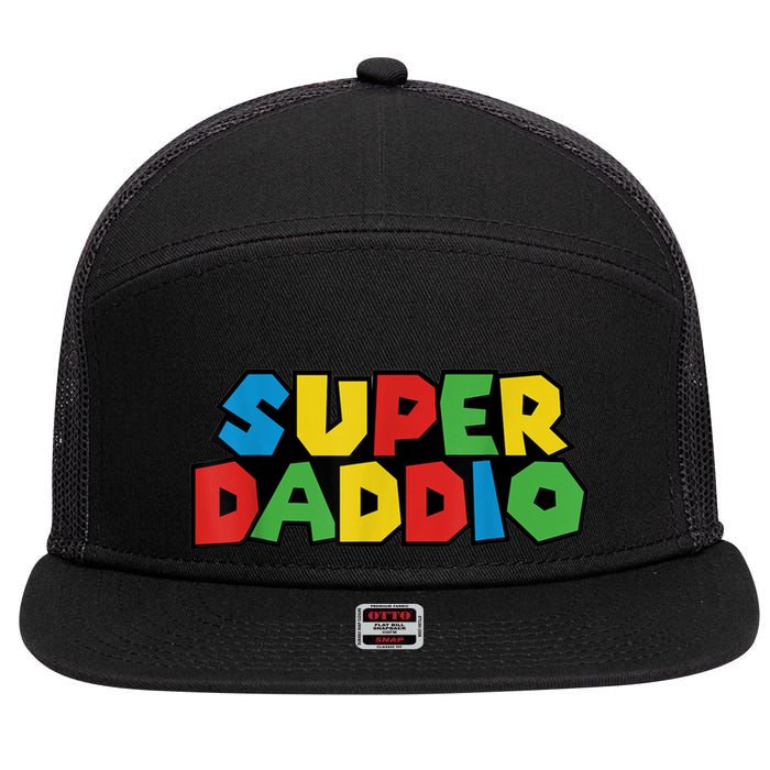 Fathers Day Super Daddio 7 Panel Mesh Trucker Snapback Hat