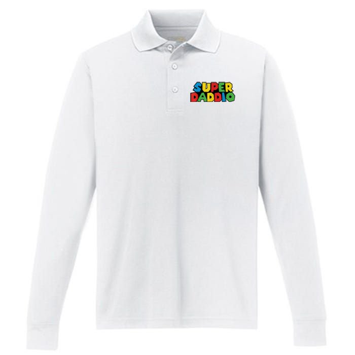 Fathers Day Super Daddio Performance Long Sleeve Polo