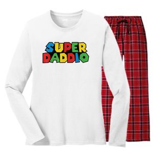 Fathers Day Super Daddio Women's Long Sleeve Flannel Pajama Set 