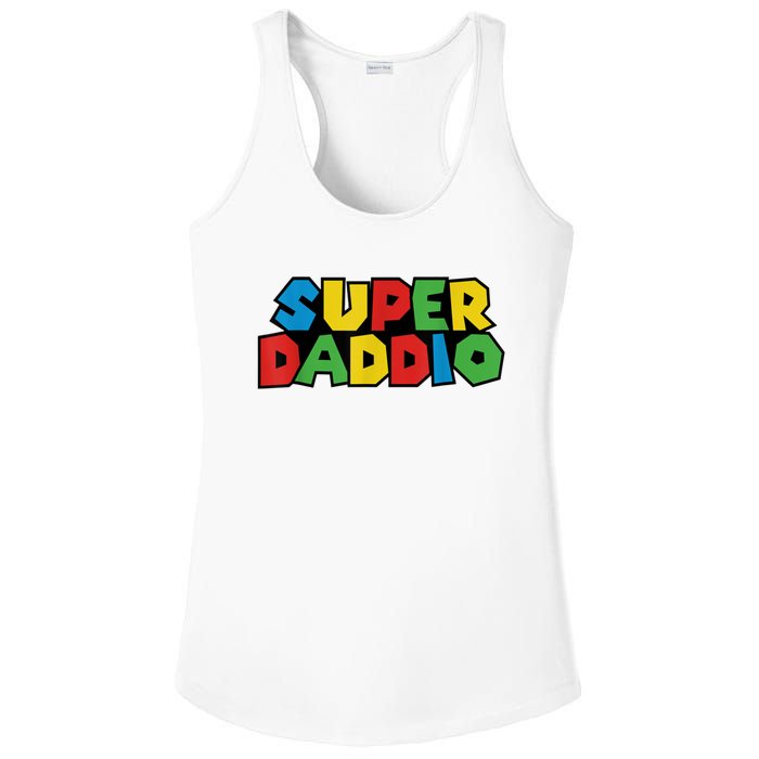 Fathers Day Super Daddio Ladies PosiCharge Competitor Racerback Tank