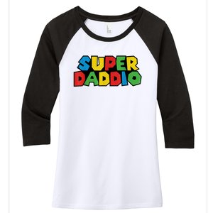 Fathers Day Super Daddio Women's Tri-Blend 3/4-Sleeve Raglan Shirt