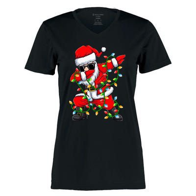 Festive Dabbing Santa with Xmas Lights Perfect Holiday Gifts Women's Momentum V-Neck T-Shirt