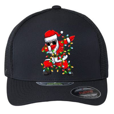 Festive Dabbing Santa with Xmas Lights Perfect Holiday Gifts Flexfit Unipanel Trucker Cap