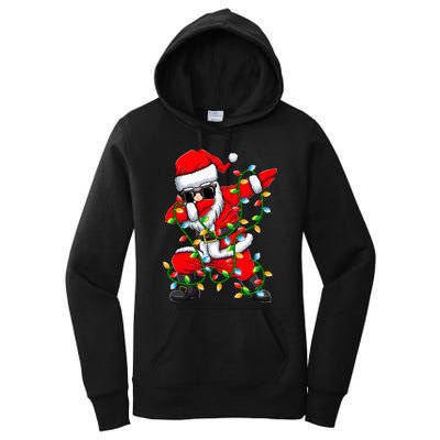 Festive Dabbing Santa with Xmas Lights Perfect Holiday Gifts Women's Pullover Hoodie