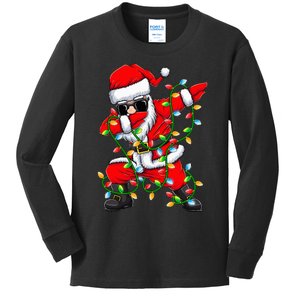 Festive Dabbing Santa with Xmas Lights Perfect Holiday Gifts Kids Long Sleeve Shirt