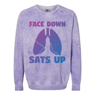 Face Down Sats Up Asthma Gift Colorblast Crewneck Sweatshirt