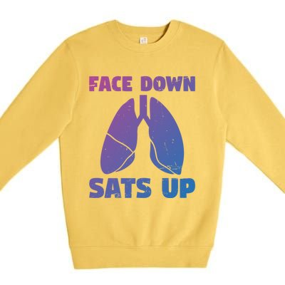 Face Down Sats Up Asthma Gift Premium Crewneck Sweatshirt