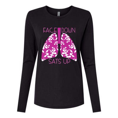 Face Down Sats Up Funny Respiratory Therapist Design Gift Womens Cotton Relaxed Long Sleeve T-Shirt