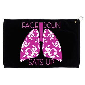 Face Down Sats Up Funny Respiratory Therapist Design Gift Grommeted Golf Towel