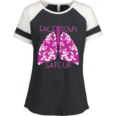 Face Down Sats Up Funny Respiratory Therapist Design Gift Enza Ladies Jersey Colorblock Tee