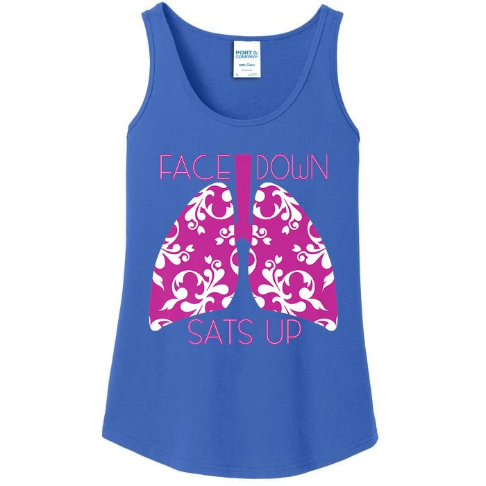 Face Down Sats Up Funny Respiratory Therapist Design Gift Ladies Essential Tank