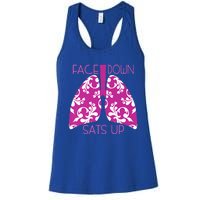 Face Down Sats Up Funny Respiratory Therapist Design Gift Women's Racerback Tank