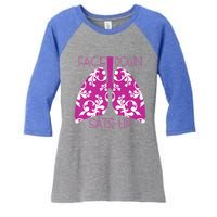 Face Down Sats Up Funny Respiratory Therapist Design Gift Women's Tri-Blend 3/4-Sleeve Raglan Shirt