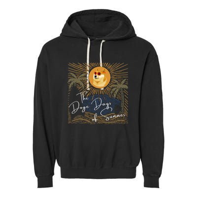 Funny Dogecoin Summer Sun Hodl To The Moon Crypto Currency Garment-Dyed Fleece Hoodie